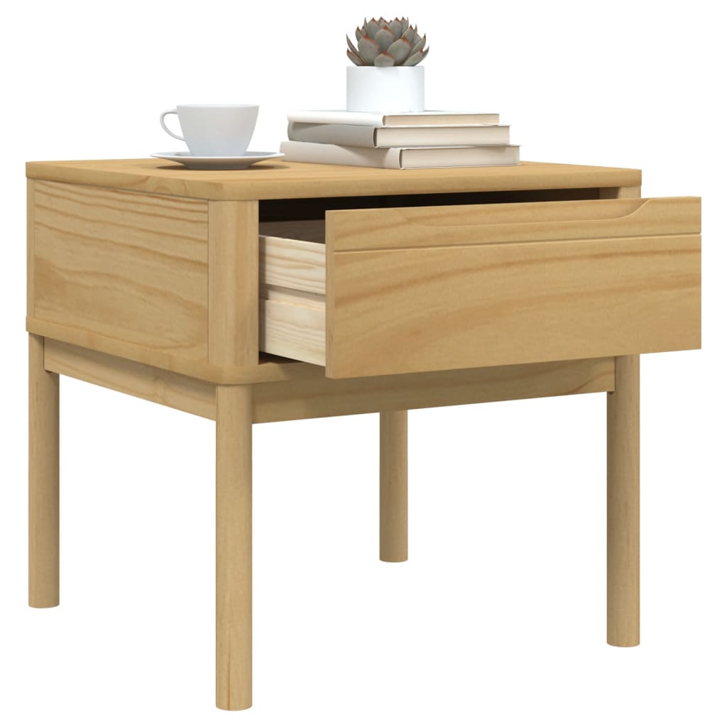 Lamp Table FLORO Wax Brown 55x55x54 cm Solid Wood Pine